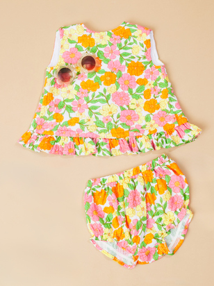 Retro Floral Ruffle Set - ARULA - 