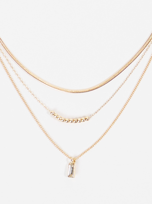 Dainty Crystal Pendant Layered Necklace - ARULA