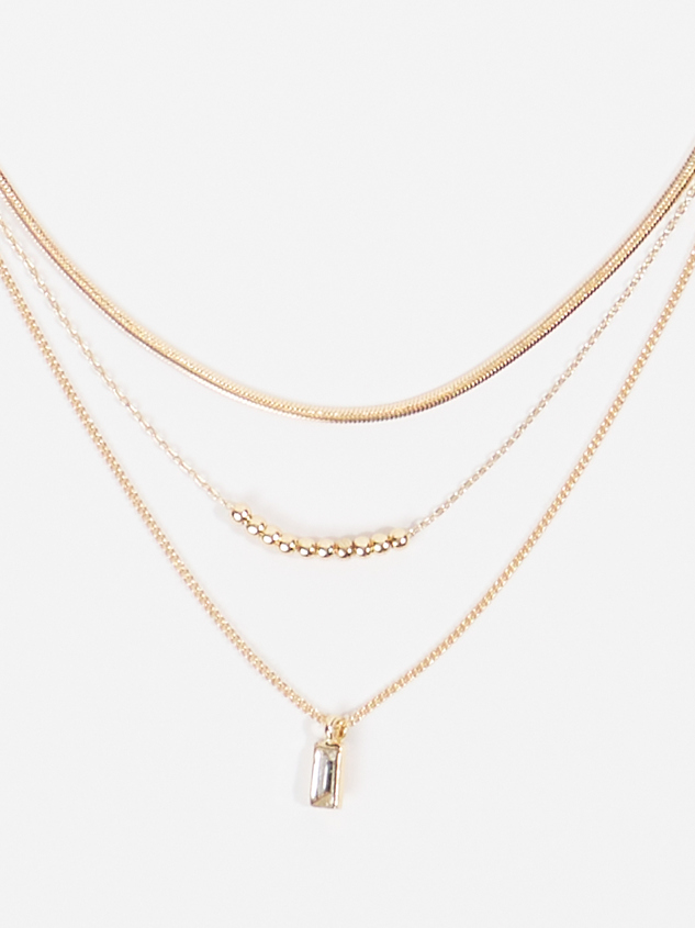 Dainty Crystal Pendant Layered Necklace Detail 2 - ARULA