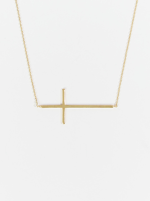 18k Gold Sideways Cross Necklace - ARULA