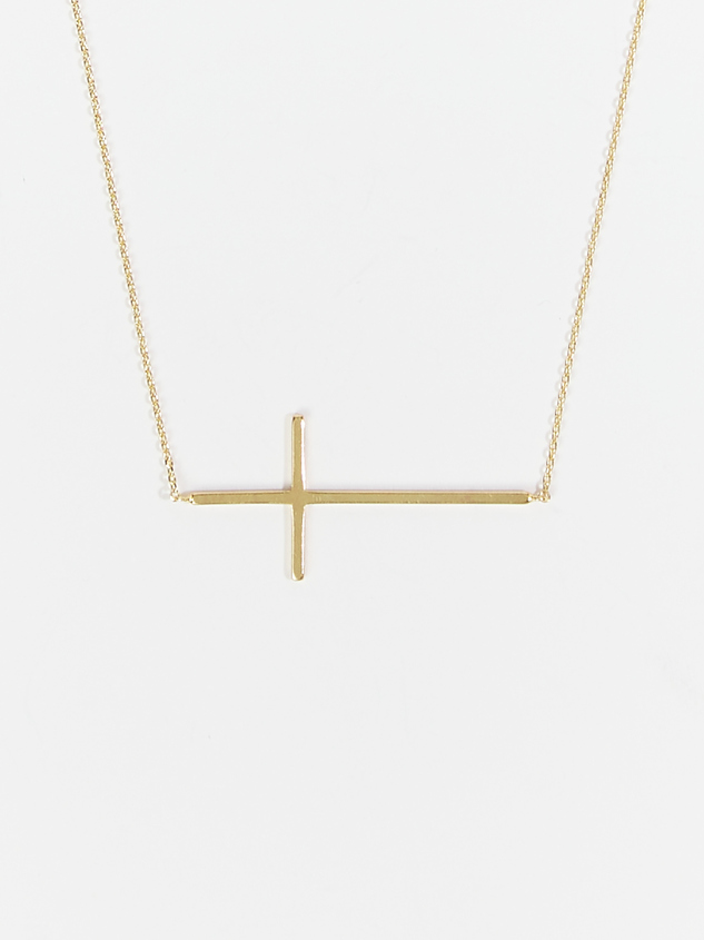 18k Gold Sideways Cross Necklace - ARULA