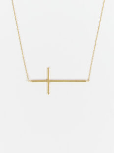 18k Gold Sideways Cross Necklace - ARULA