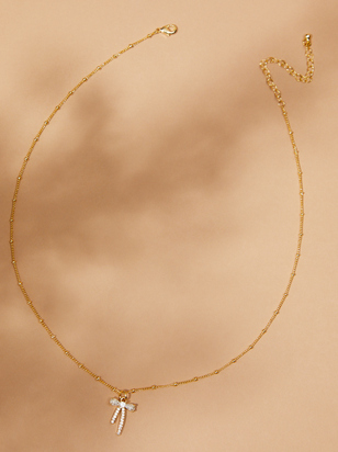 18K Bow Charm Ball Chain Necklace - ARULA