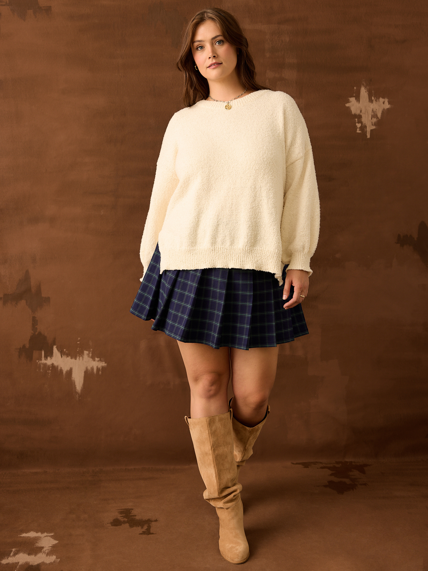 Agnes Plaid Skort in Navy Arula