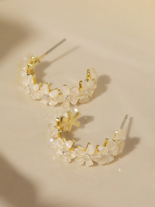 Sparkly Flower Hoop Earrings - ARULA - 