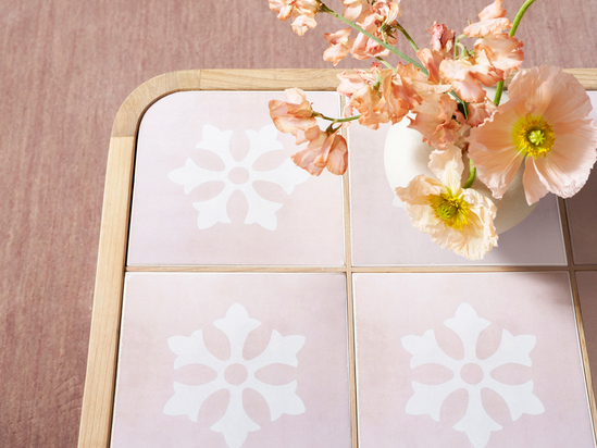 Audrey Wood Coffee Table Pink and Cream - ARULA - 