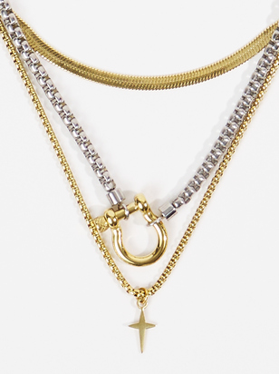 Chunky Layered Charm Necklace Set - ARULA