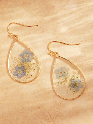 Pressed Flower Teardrop Dangle - ARULA - 