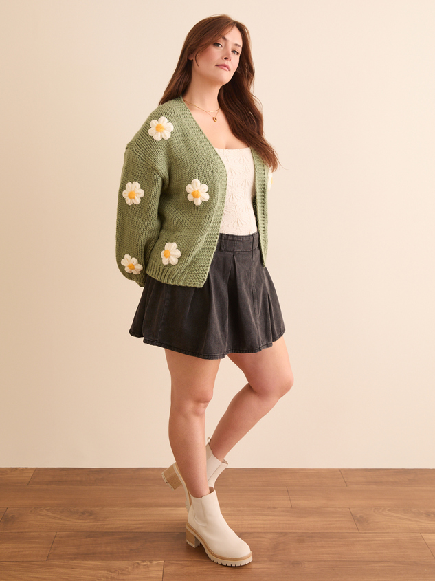 Clare Knit Flower Cardigan Detail 4 - ARULA