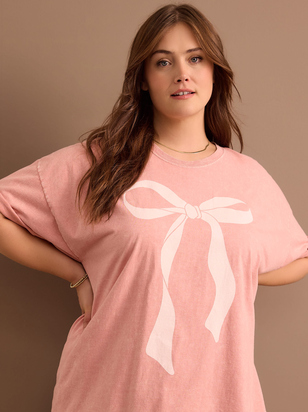 Bow Oversized Graphic Tee - ARULA