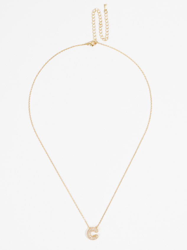 Crystal Bubble Monogram Necklace - C Detail 2 - ARULA
