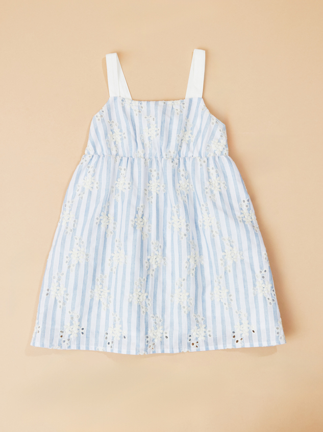 Serena Stripe Floral Embroidered Dress - ARULA