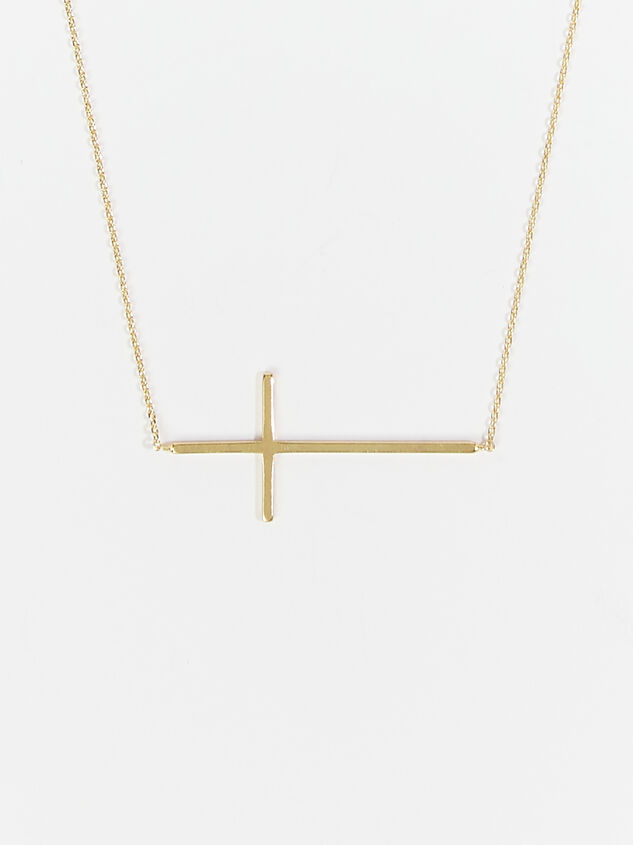 18k Gold Sideways Cross Necklace Detail 2 - ARULA