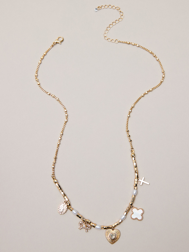 Charm Gold Necklace Detail 2 - ARULA