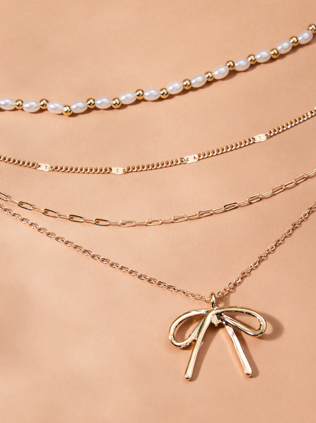 Bow Charm Pearl Necklace - ARULA