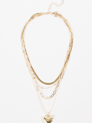 Bubble Heart Layered Cord Necklace - ARULA