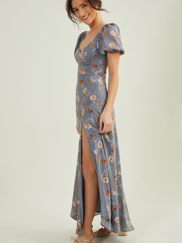 Renna Floral Puff Sleeve Dress Detail 3 - ARULA