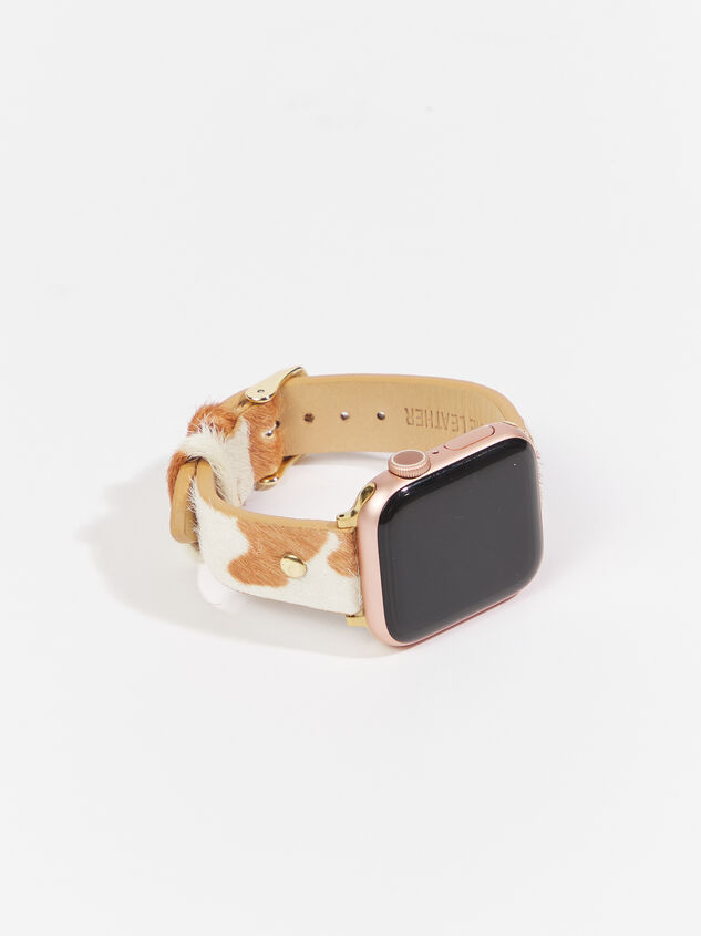 Leather Smart Watch Band - Cow Print Detail 2 - ARULA
