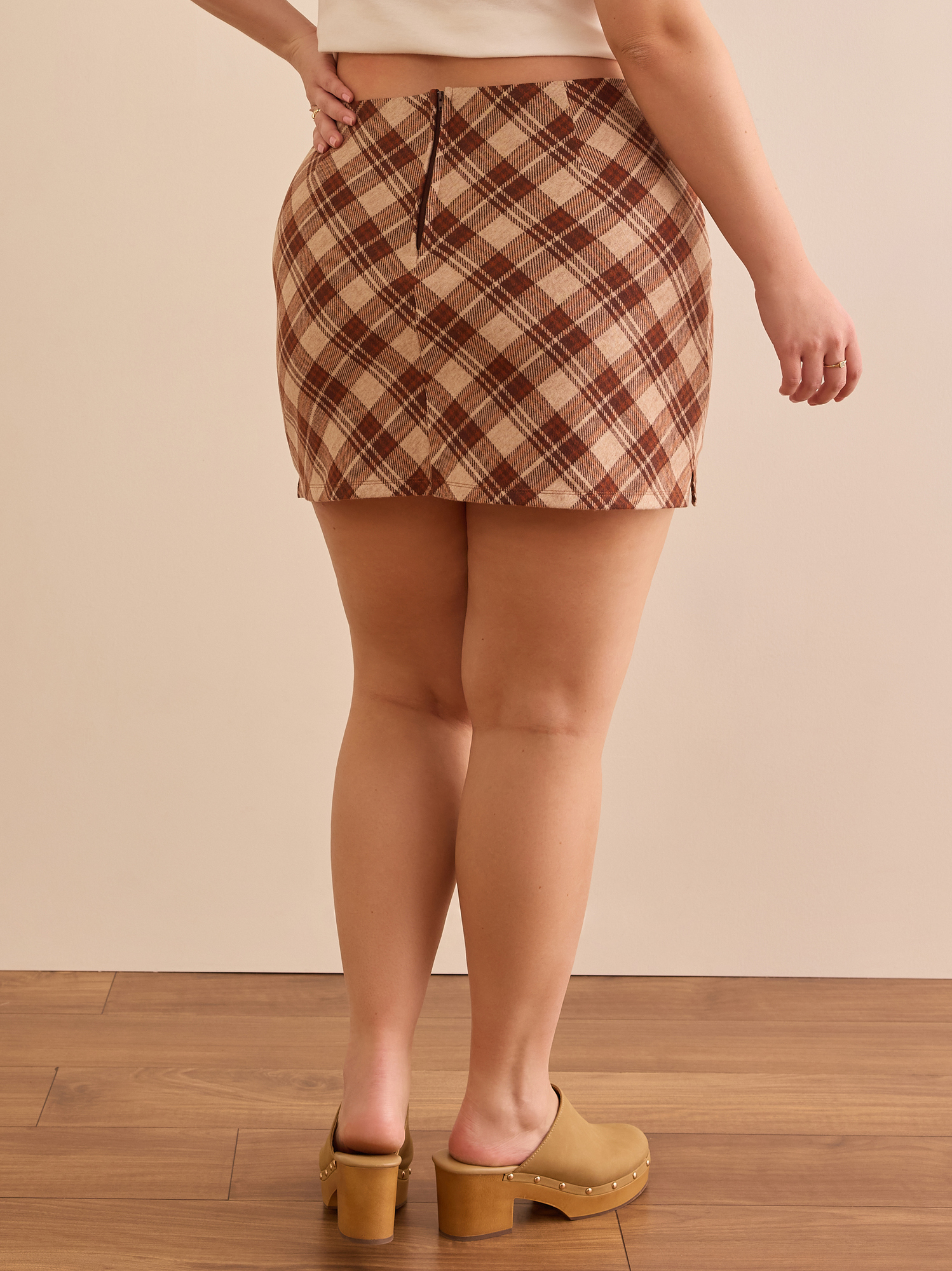 Where to buy brown plaid skirt best sale