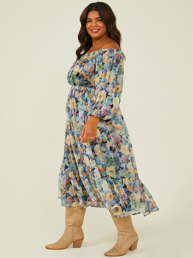 Arabella Floral Midi Dress Detail 4 - ARULA