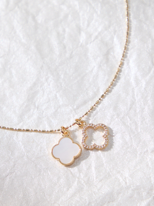 18K Gold Double Clover Necklace - ARULA - 