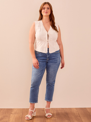 Alicia Embroidered Tie Front Woven Vest - ARULA - 