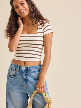 Everyday Seamless Striped Top - ARULA - 