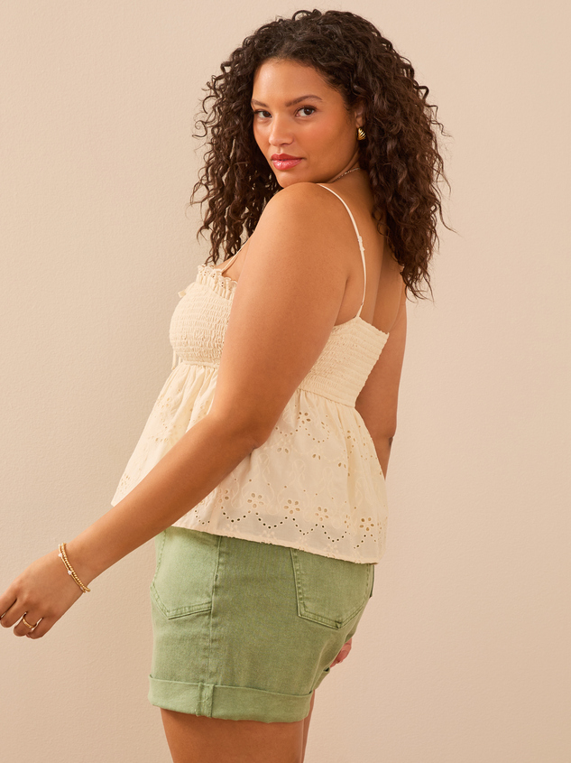 Baily Eyelet Babydoll Top Detail 4 - ARULA