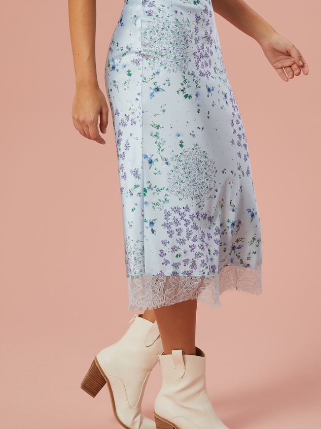 Hattie Satin Floral Skirt Detail 3 - ARULA