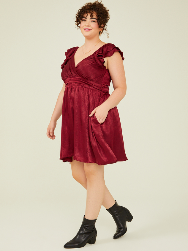 Lucia Ruffle Satin Dress Detail 3 - ARULA