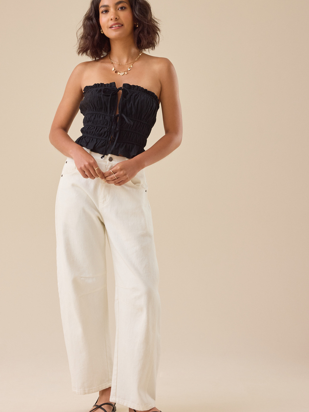 Frannie Tie Front Tube Top Detail 3 - ARULA