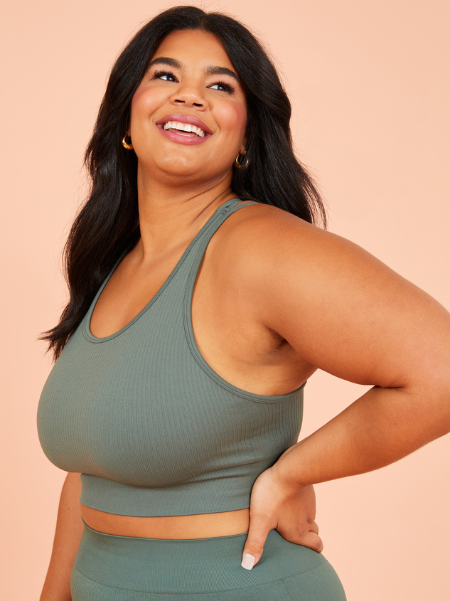 Seamless Ribbed Strappy Sports Bra Detail 3 - ARULA