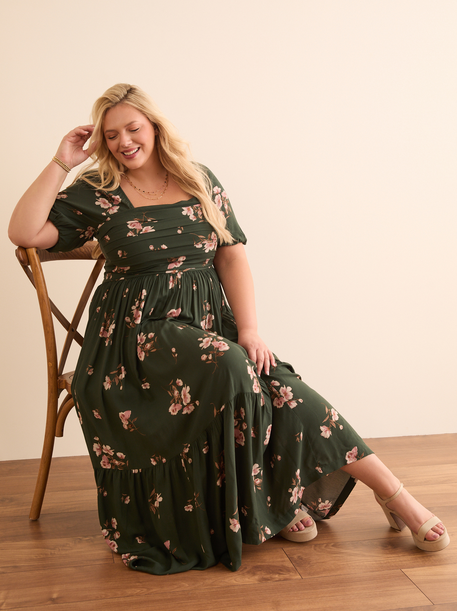 Hunter green floral maxi dress 2025