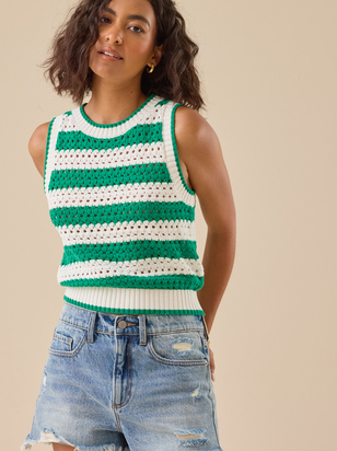 Ivy Crochet Stripe Vest - ARULA