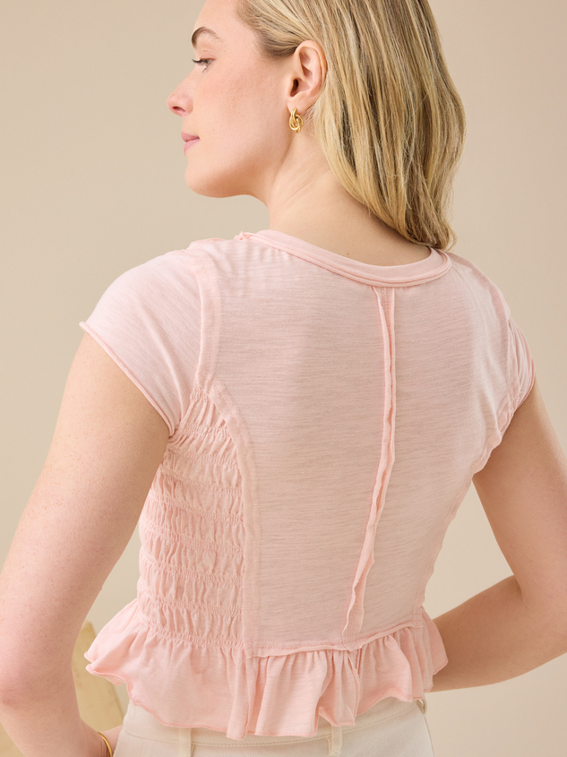 Annaleigh Smocked Fitted Tee Detail 4 - ARULA