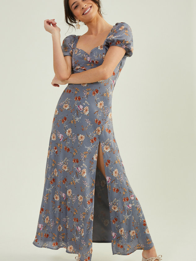 Renna Floral Puff Sleeve Dress Detail 2 - ARULA