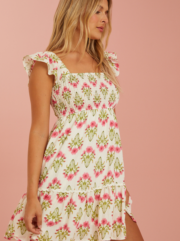 Bree Floral Mini Dress Detail 3 - ARULA