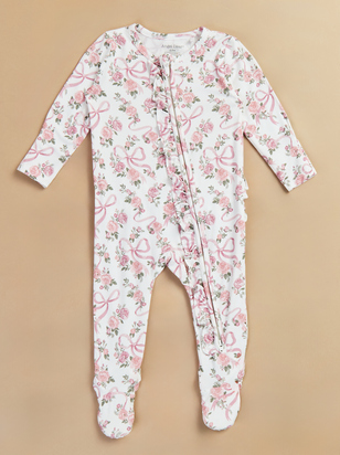 Amelia Floral Bow Ruffle Footie - ARULA