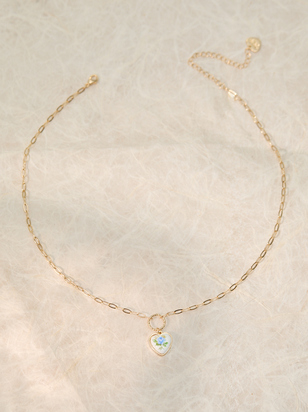 Flower Heart Charm Necklace - ARULA