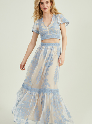 Arissa Embroidered Maxi Skirt - ARULA