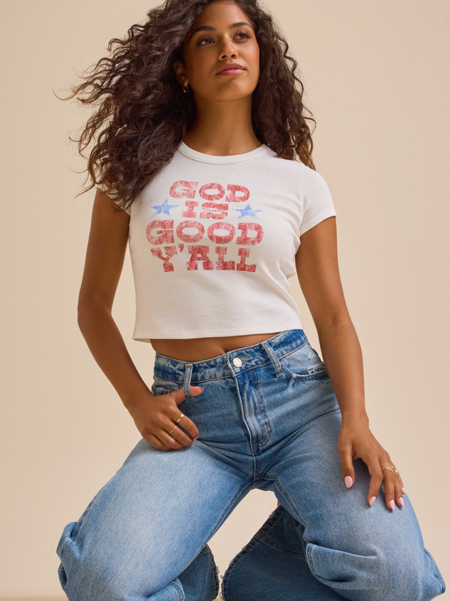 God is Good Y'all Baby Tee Detail 3 - ARULA