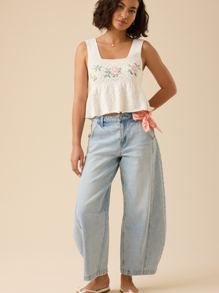Sloane Pointelle Floral Tank - ARULA