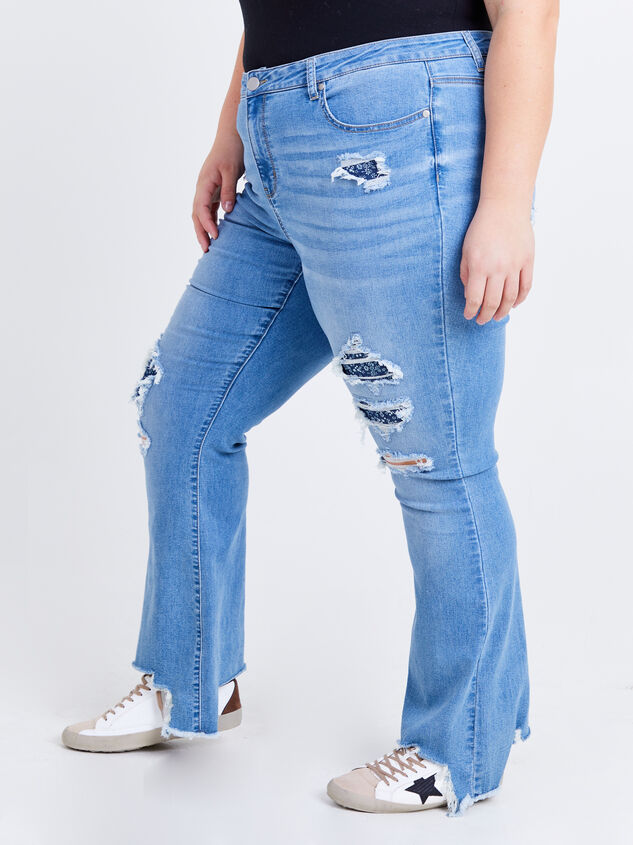 Incrediflex Floral Patchwork Bootcut Jeans Detail 3 - ARULA