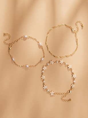 Pearl Flower Bracelet Set - ARULA