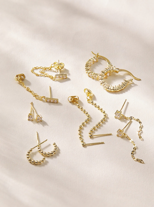 Golden Glam Earring Set - ARULA - 