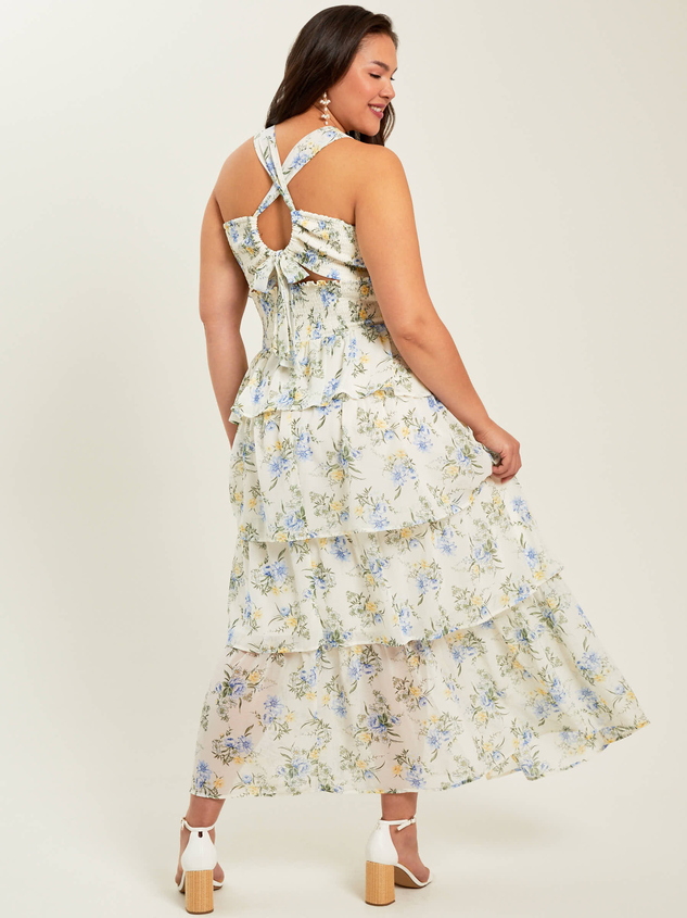 Willow Tiered Floral Maxi Dress Detail 4 - ARULA