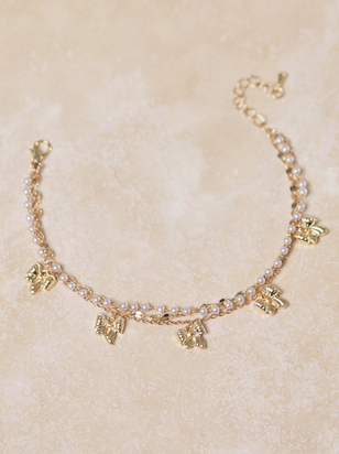 Bow Pearl Charm Bracelet - ARULA