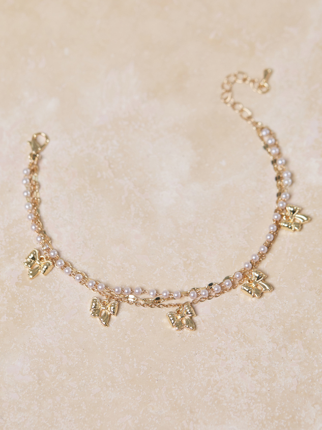 Bow Pearl Charm Bracelet - ARULA