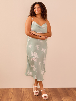 Amara Satin Cowl Neck Dress - ARULA - 