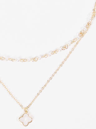 Layered Pearl Clover Necklace - ARULA